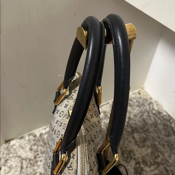 Louis Vuitton Monogram Satchel - Gray and Navy Blue PRE-OWNED. - Picture 6 of 14